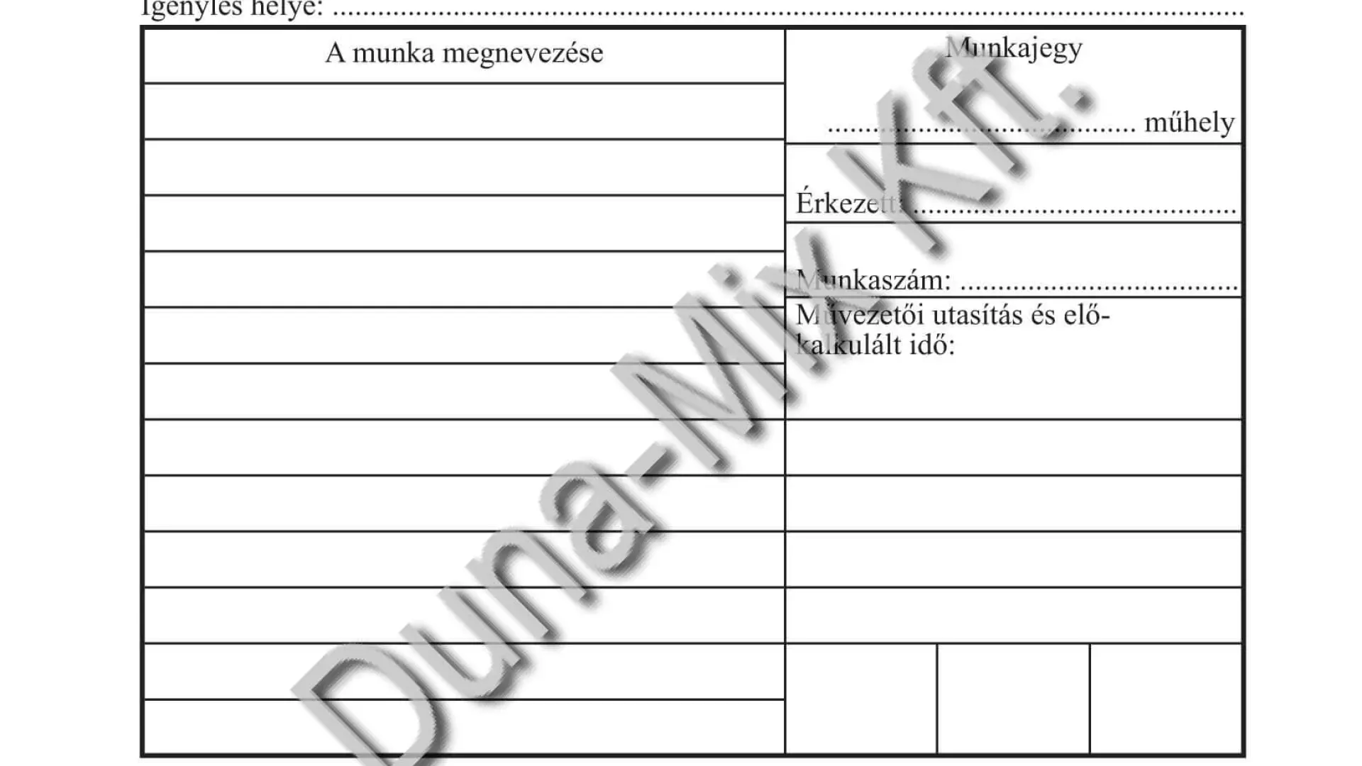 Munkaigénylő tömb